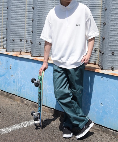 Lee（リー）の「【Lee/リー】 ワンポイントロゴ刺繍 ワイドシルエット ハーフジップ半袖Tシャツ/半袖スウェットT（Tシャツ/カットソー・メンズ・ホワイト/ブラック/ネイビー/グレー・M/L/XL）」の11枚目の写真