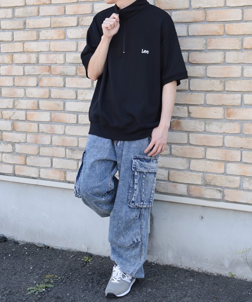 Lee（リー）の「【Lee/リー】 ワンポイントロゴ刺繍 ワイドシルエット ハーフジップ半袖Tシャツ/半袖スウェットT（Tシャツ/カットソー・メンズ・ホワイト/ブラック/ネイビー/グレー・M/L/XL）」の13枚目の写真