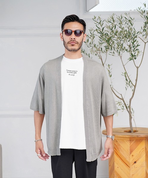 jiggys shop（ジギーズショップ）の「綿麻 サマーニット 5分袖カーディガン（カーディガン/ボレロ・メンズ・ブルー系その他2/ブルー系その他/ブラック/グレー/グレー系その他・MEDIUM/LARGE/X-LARGE）」の19枚目の写真