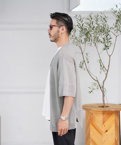 jiggys shop（ジギーズショップ）の「綿麻 サマーニット 5分袖カーディガン（カーディガン/ボレロ・メンズ・ブルー系その他2/ブルー系その他/ブラック/グレー/グレー系その他・MEDIUM/LARGE/X-LARGE）」の20枚目の写真