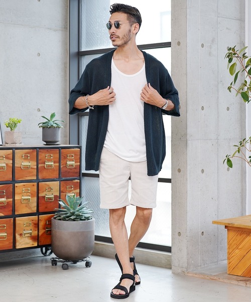 jiggys shop（ジギーズショップ）の「綿麻 サマーニット 5分袖カーディガン（カーディガン/ボレロ・メンズ・ブルー系その他2/ブルー系その他/ブラック/グレー/グレー系その他・MEDIUM/LARGE/X-LARGE）」の15枚目の写真