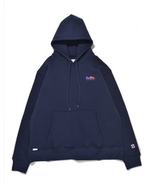 ワンポイント刺繍&バックプリント裏起毛フーディスウェット/Sudhx-Team sweat hoodie