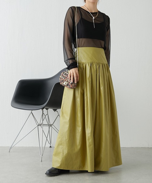 COLLAGE GALLARDAGALANTE(コラージュガリャルダガランテ)の「レザーライクスカート(スカート・レディース・イエロー/ブラック・FREE)」の5枚目の写真