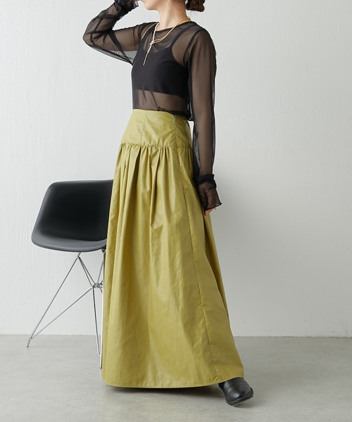 COLLAGE GALLARDAGALANTE(コラージュガリャルダガランテ)の「レザーライクスカート(スカート・レディース・イエロー/ブラック・FREE)」の9枚目の写真