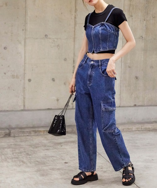 FREE'S MART(フリーズマート)の「【Sシリーズ対応】◆カーゴデニム(デニムパンツ・レディース・ブラック系その他/インディゴブルー・X-SMALL/SMALL/MEDIUM)」の8枚目の写真