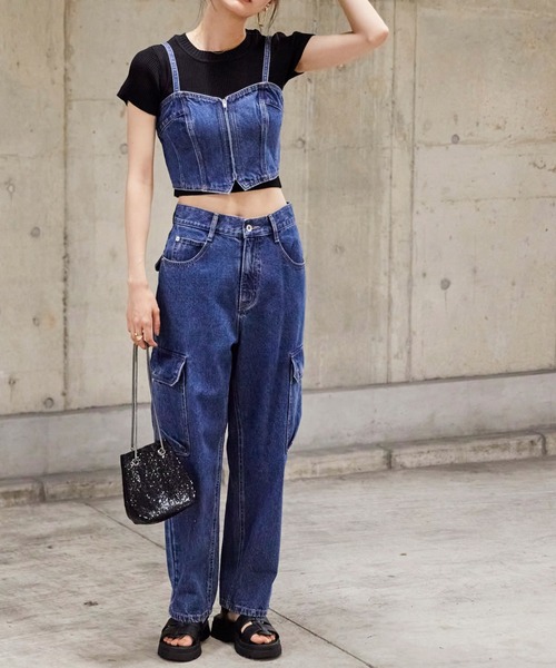 FREE'S MART(フリーズマート)の「【Sシリーズ対応】◆カーゴデニム(デニムパンツ・レディース・ブラック系その他/インディゴブルー・X-SMALL/SMALL/MEDIUM)」の6枚目の写真