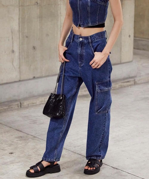 FREE'S MART(フリーズマート)の「【Sシリーズ対応】◆カーゴデニム(デニムパンツ・レディース・ブラック系その他/インディゴブルー・X-SMALL/SMALL/MEDIUM)」の10枚目の写真