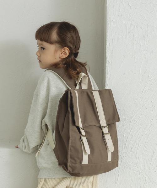 pairmanon（ペアマノン）の「キャンバス スクエア バックパック（バックパック/リュック・キッズ・モカ/カーキ・FREE）」の2枚目の写真