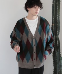 RAGEBLUE | Pattern mohair knit over loose cardigan / 総柄/モヘヤニットオーバールーズカーディガン(カーディガン/ボレロ)