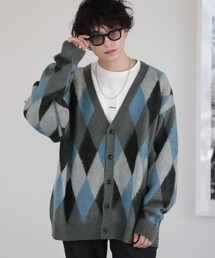 RAGEBLUE | Pattern mohair knit over loose cardigan / 総柄/モヘヤニットオーバールーズカーディガン(カーディガン/ボレロ)