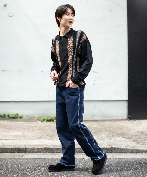 En serio TOKYO(エンソリオトーキョー)の「10ozデニム カットオフ サイド フリンジ ラインパンツ(デニムパンツ・メンズ・ワンウォッシュ/ケミカルウォッシュ/スミクロ/ブラック系その他/ブラック系その他2・S/L/LL/M)」の20枚目の写真