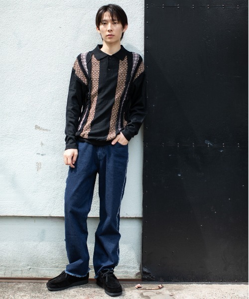 En serio TOKYO(エンソリオトーキョー)の「10ozデニム カットオフ サイド フリンジ ラインパンツ(デニムパンツ・メンズ・ワンウォッシュ/ケミカルウォッシュ/スミクロ/ブラック系その他/ブラック系その他2・S/L/LL/M)」の21枚目の写真