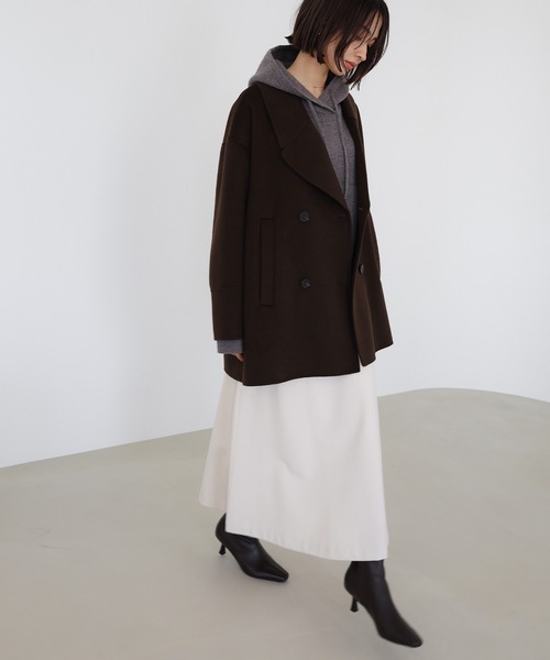 ハナエモリ　Ｐコート さらに値下げ！ Jackal 140sソフトメルトン Pコート （ピーコート）｜L size