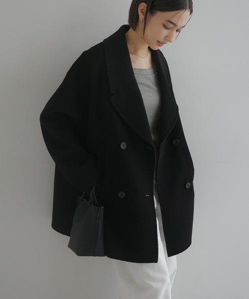 evernavy エバーネイビー　Pコート黒　タグ付き未使用　sサイズ evernavy ピーコート pコート 「新色追加」ウールリバーPコート