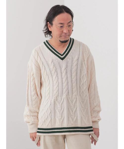 CRAFT STANDARD BOUTIQUE（クラフトスタンダードブティック）の「【男女兼用】パッチワークJQチルデンニット（ニット/セーター・レディース・ダークネイビー/杢グレー/アイボリー・L/M/XL）」の15枚目の写真