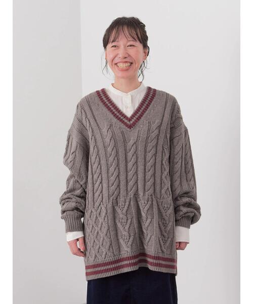 CRAFT STANDARD BOUTIQUE（クラフトスタンダードブティック）の「【男女兼用】パッチワークJQチルデンニット（ニット/セーター・レディース・ダークネイビー/杢グレー/アイボリー・L/M/XL）」の18枚目の写真