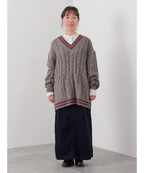 CRAFT STANDARD BOUTIQUE（クラフトスタンダードブティック）の「【男女兼用】パッチワークJQチルデンニット（ニット/セーター・レディース・ダークネイビー/杢グレー/アイボリー・L/M/XL）」の21枚目の写真
