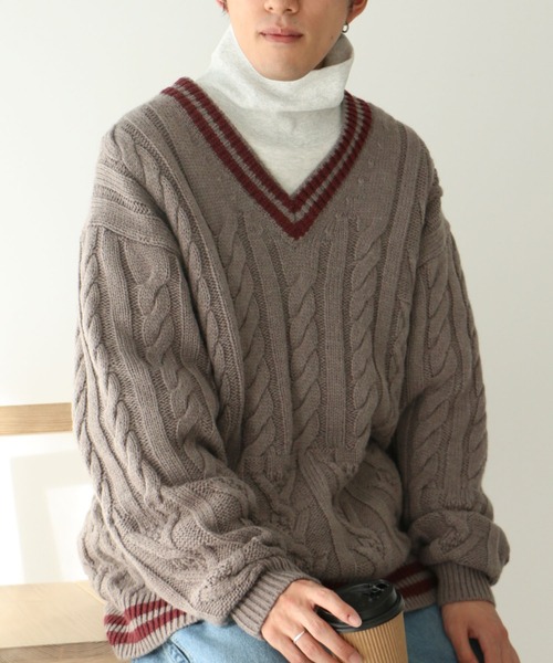 CRAFT STANDARD BOUTIQUE（クラフトスタンダードブティック）の「【男女兼用】パッチワークJQチルデンニット（ニット/セーター・レディース・ダークネイビー/杢グレー/アイボリー・L/M/XL）」の2枚目の写真