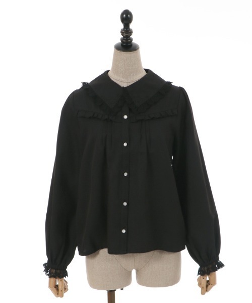 axes femme POETIQUE ブラウス ブラック 黒 レース フリル axes femme POETIQUE（アクシーズファムポエティック）の