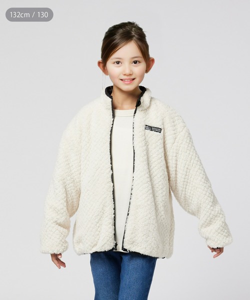 CAMP7（キャンプセブン）の「【CAMP7】「EAZYP」リバーシブルスタンドボアジャケット（ブルゾン・キッズ・ブラック/オフホワイト・140/120/150/130/160/110）」の8枚目の写真