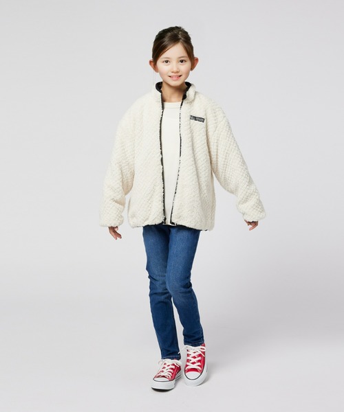 CAMP7（キャンプセブン）の「【CAMP7】「EAZYP」リバーシブルスタンドボアジャケット（ブルゾン・キッズ・ブラック/オフホワイト・140/120/150/130/160/110）」の7枚目の写真