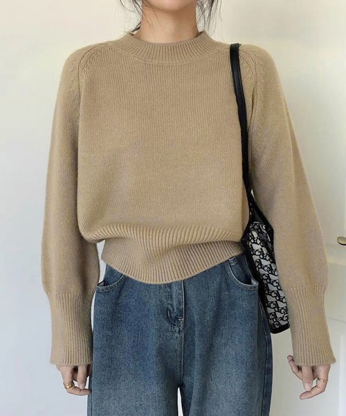 NinaetLina（ニナエリナ）の「モックネックミドルゲージニット（ニット/セーター・レディース・オレンジ/ブルー/ライトブルー/モカ/ブラック/グリーン/ホワイト・FREE）」の10枚目の写真