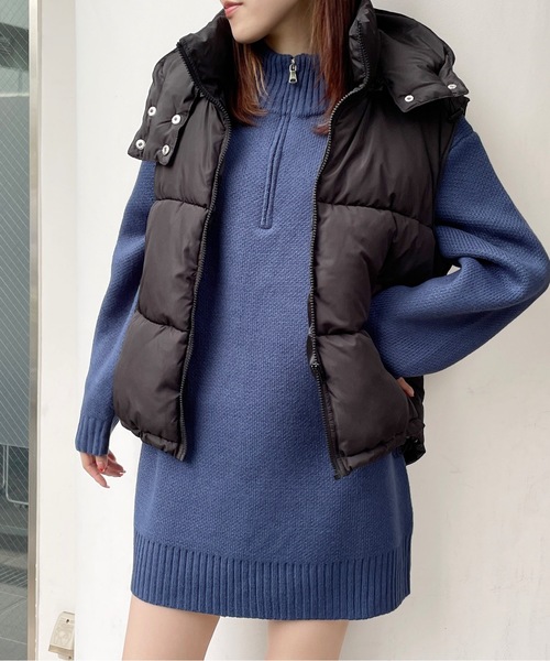 one way(ワンウェイ)の「ボリュームダウンベスト(ダウンベスト・レディース・ホワイト/ブラック・FREE)」の3枚目の写真