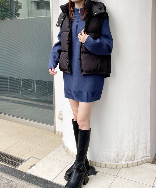 one way(ワンウェイ)の「ボリュームダウンベスト(ダウンベスト・レディース・ホワイト/ブラック・FREE)」の5枚目の写真