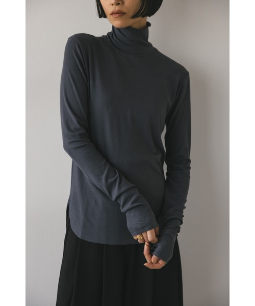 STYLEMIXER(スタイルミキサー)の「ソフトリブハイネックトップ(Tシャツ/カットソー・レディース・グレー/ホワイト/ブラック・FREE)」の3枚目の写真