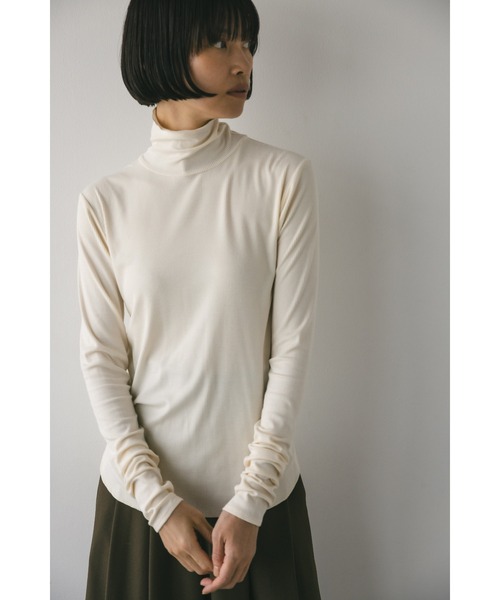 STYLEMIXER(スタイルミキサー)の「ソフトリブハイネックトップ(Tシャツ/カットソー・レディース・グレー/ホワイト/ブラック・FREE)」の5枚目の写真