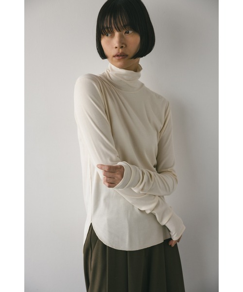 STYLEMIXER(スタイルミキサー)の「ソフトリブハイネックトップ(Tシャツ/カットソー・レディース・グレー/ホワイト/ブラック・FREE)」の6枚目の写真