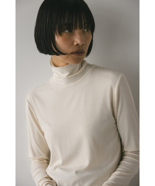 STYLEMIXER(スタイルミキサー)の「ソフトリブハイネックトップ(Tシャツ/カットソー・レディース・グレー/ホワイト/ブラック・FREE)」の7枚目の写真