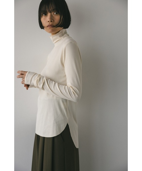 STYLEMIXER(スタイルミキサー)の「ソフトリブハイネックトップ(Tシャツ/カットソー・レディース・グレー/ホワイト/ブラック・FREE)」の9枚目の写真