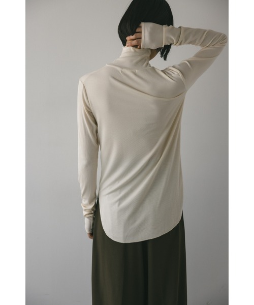 STYLEMIXER(スタイルミキサー)の「ソフトリブハイネックトップ(Tシャツ/カットソー・レディース・グレー/ホワイト/ブラック・FREE)」の10枚目の写真