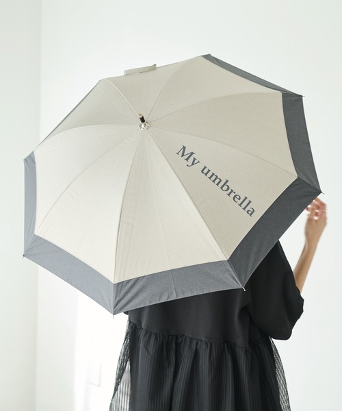 LAVEANGE（ラビアンジェ）の「遮光率100％・UVカット率100％/完全遮光 晴雨兼用/シャンブレー調 日傘（長傘・レディース・ブラック/ブルー/ネイビー/ベージュ・F）」の16枚目の写真