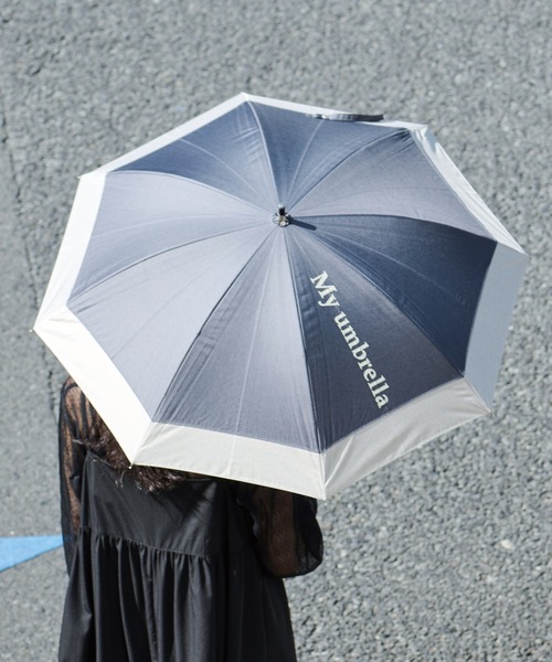 LAVEANGE（ラビアンジェ）の「遮光率100％・UVカット率100％/完全遮光 晴雨兼用/シャンブレー調 日傘（長傘・レディース・ブラック/ブルー/ネイビー/ベージュ・F）」の21枚目の写真