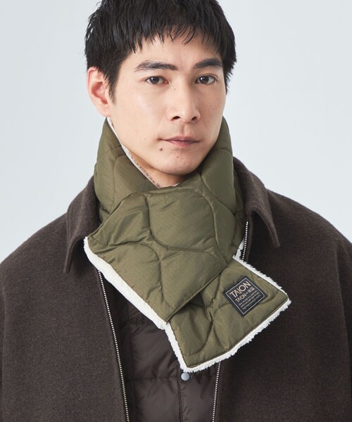 TAION（タイオン）の「＜TAION＞ミリタリー リバーシブル ダウンマフラー（マフラー・メンズ・オリーブ/ネイビー/ブラック/ケリーグリーン/グレー・FREE）」の4枚目の写真