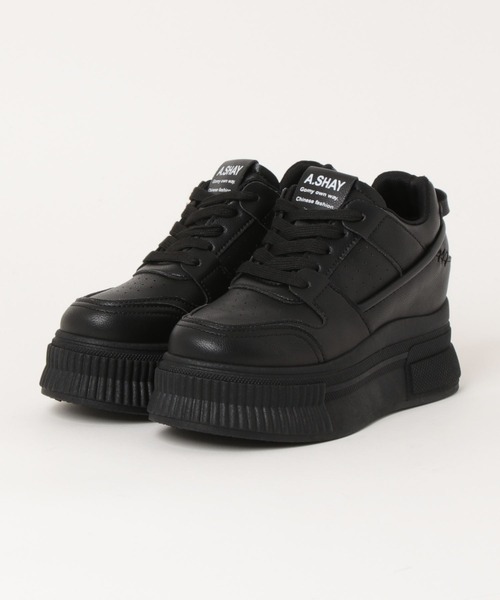 Shoes in Closet(シューズインクローゼット)の「+7.5㎝ 厚底 インヒール入り レースアップ スニーカー 366(スニーカー・レディース・ホワイト/ブラック・S/L/LL/M)」の8枚目の写真