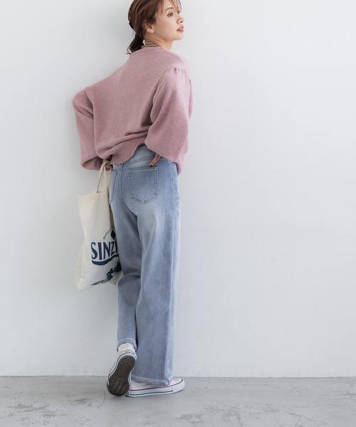 coca(coca)(コカ)の「あったか裏起毛ワイドデニムパンツ(デニムパンツ・レディース・ライトブルー・S/M/L)」の7枚目の写真