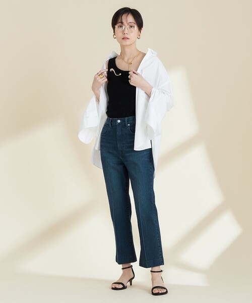 Rie Miller(リエミラー)の「スリットクロップドハイウエストデニム(デニムパンツ・レディース・インディゴブルー/ブルー系その他7・L/S/M/XS)」の4枚目の写真