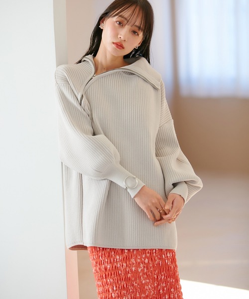 VIS（ビス）の「アシメファスナーニット（ニット/セーター・レディース・グレー系その他/オフホワイト/ライトグリーン/ブルー系その他・FREE）」の6枚目の写真