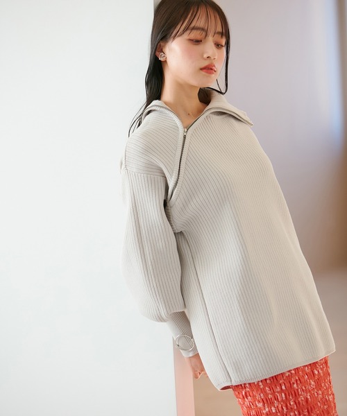 VIS（ビス）の「アシメファスナーニット（ニット/セーター・レディース・グレー系その他/オフホワイト/ライトグリーン/ブルー系その他・FREE）」の7枚目の写真