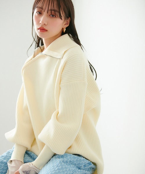 VIS（ビス）の「アシメファスナーニット（ニット/セーター・レディース・グレー系その他/オフホワイト/ライトグリーン/ブルー系その他・FREE）」の10枚目の写真