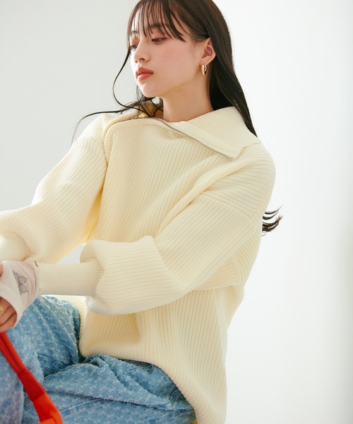 VIS（ビス）の「アシメファスナーニット（ニット/セーター・レディース・グレー系その他/オフホワイト/ライトグリーン/ブルー系その他・FREE）」の11枚目の写真