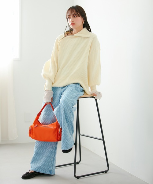 VIS（ビス）の「アシメファスナーニット（ニット/セーター・レディース・グレー系その他/オフホワイト/ライトグリーン/ブルー系その他・FREE）」の12枚目の写真