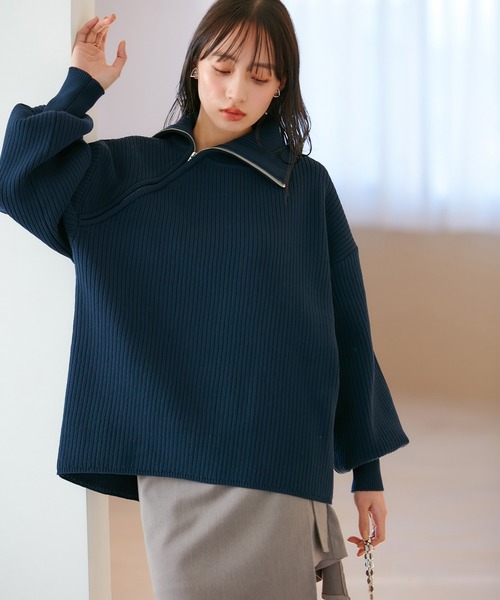 VIS（ビス）の「アシメファスナーニット（ニット/セーター・レディース・グレー系その他/オフホワイト/ライトグリーン/ブルー系その他・FREE）」の14枚目の写真