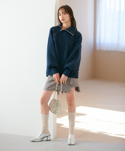 VIS（ビス）の「アシメファスナーニット（ニット/セーター・レディース・グレー系その他/オフホワイト/ライトグリーン/ブルー系その他・FREE）」の18枚目の写真