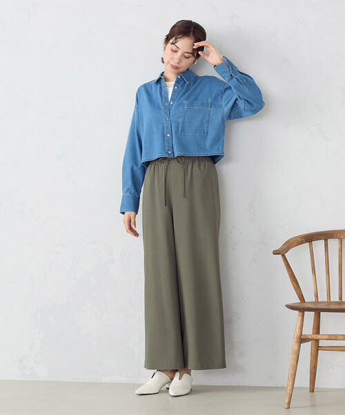 COMME CA ISM（コムサイズム）の「ポリエステルドライツイルワイドイージーパンツ（その他パンツ・レディース・ネイビー/カーキ/グレイッシュベージュ・MEDIUM/LARGE）」の6枚目の写真
