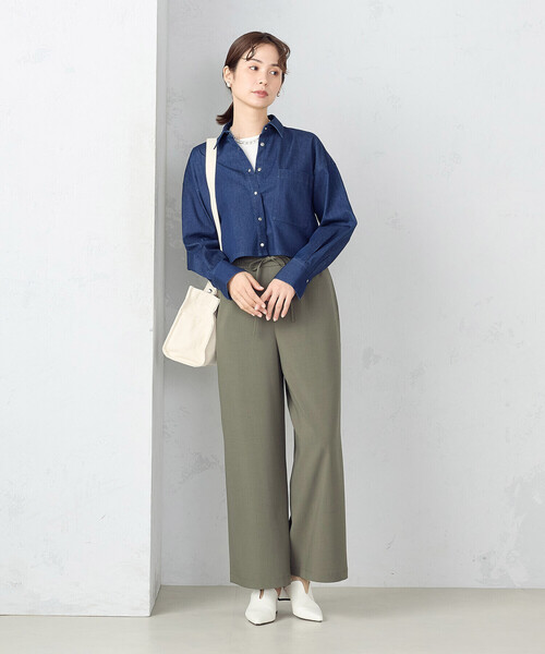 COMME CA ISM（コムサイズム）の「ポリエステルドライツイルワイドイージーパンツ（その他パンツ・レディース・ネイビー/カーキ/グレイッシュベージュ・MEDIUM/LARGE）」の7枚目の写真