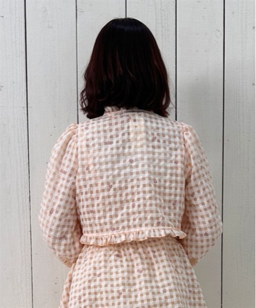 axes femme POETIQUE（アクシーズファムポエティック）の「ハートドット刺繍ギンガムブラウス（シャツ/ブラウス・レディース・サックスブルー/ブラック/ベージュ・MEDIUM）」の10枚目の写真